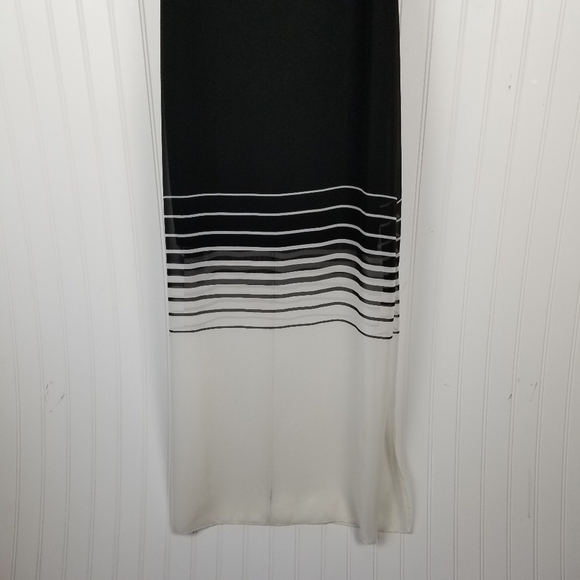 Vince Camuto Black and White Chiffon Sheer Overlay Tank Maxi Dress Petite Large - Picture 8 of 12